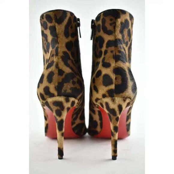 Christian Louboutin So Kate Booty 85 Black Brown Leopard Ankle Heel Bootie 37.5 - Picture 11 of 12